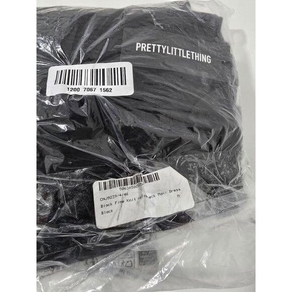 PrettyLittleThing Black Fine Knit Halterneck Maxi Dress In Black Size Medium - Picture 6 of 9